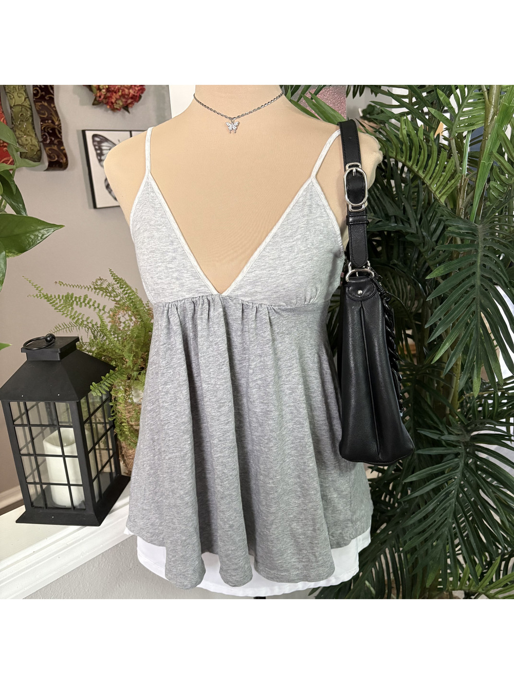 grey y2k babydoll cami
